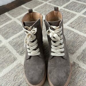 Women's Suede Lace-Up Ankle Boots - Brown